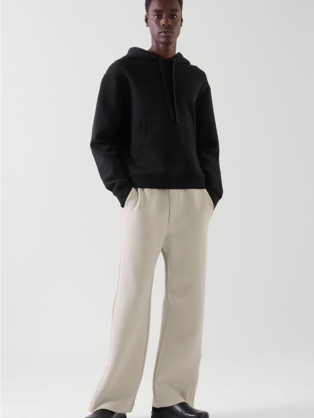 COS Black Hoodie with Cream Joggers